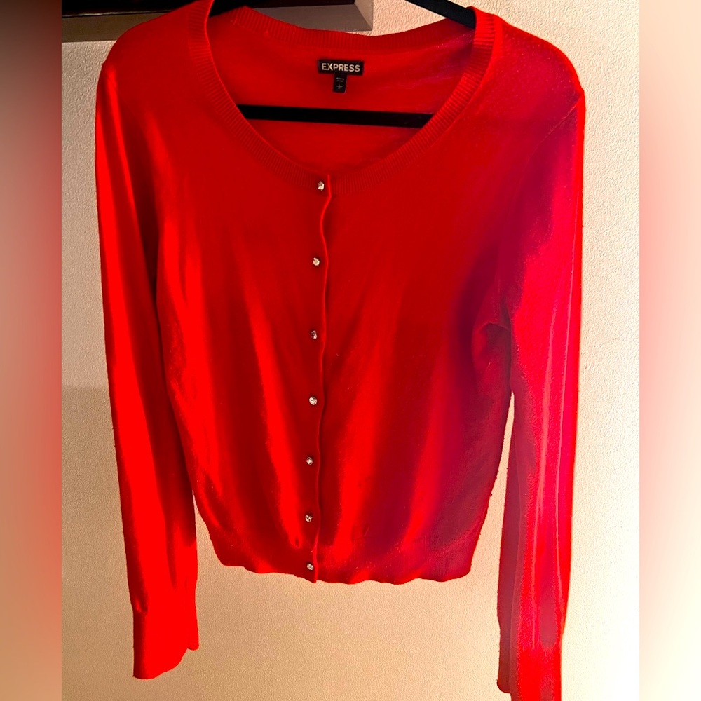 Large red cardigan